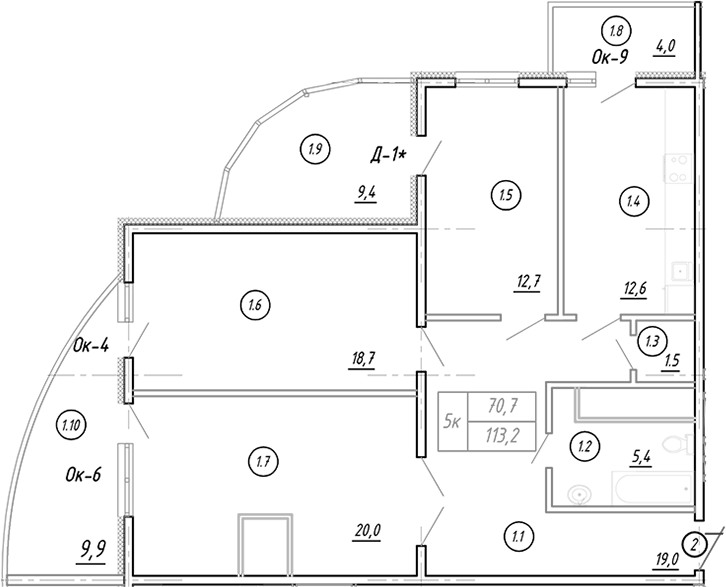 3-комн., 92.9 м², 13/17 этаж, ЖК «Резиденция Ясногорская»