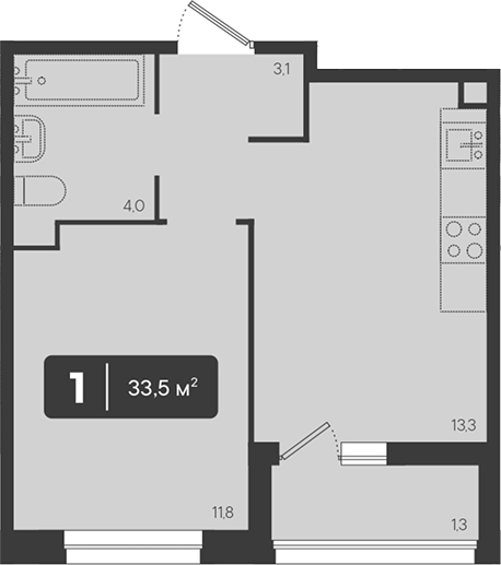 Продается 1-комн. квартира, 32.2 м²