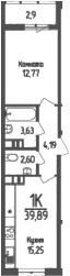 Продается 1-комн. квартира, 38.44 м²
