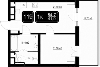 Продается 2-комн. квартира, 41 м²