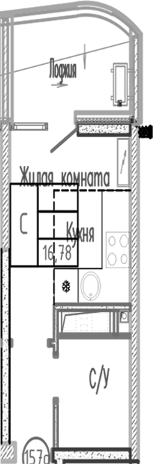 Студия, 16.78 м², 3/12 этаж, ЖК «Sun Hills Ольгинка»