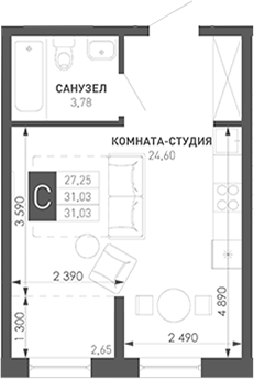 Студия, 28.38 м², 14/18 этаж, ЖК «Иначе в Молодежном»