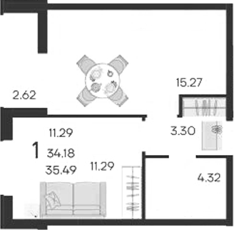 Продается 1-комн. квартира, 34.18 м²