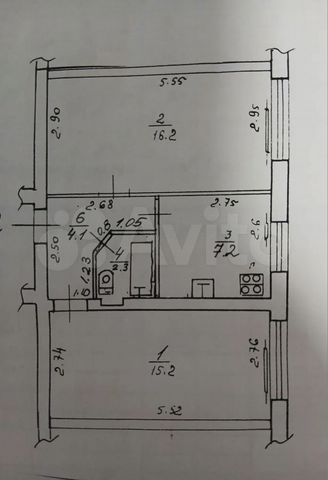 2-комн., 45 м², 1/5 этаж, г Новороссийск, ул Кутузовская, д 25
