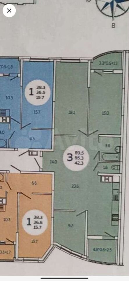 3-комн., 86.6 м², 7/21 этаж, ЖК «Атлант»