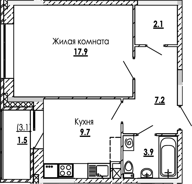 1-комн. Малиново