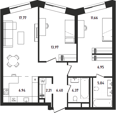 3-комн., 75.31 м², 25/33 этаж, ЖК «Репаблик»