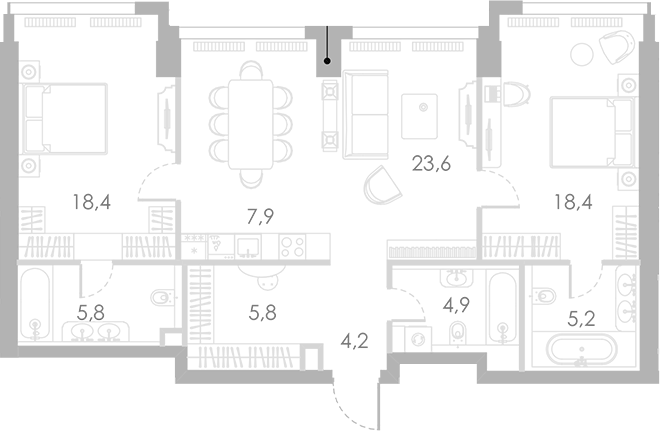 3-комн., 94.2 м², 6/46 этаж, ЖК «Ривер Парк Кутузовский»