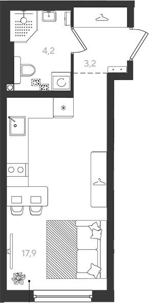 Студия квартира, 25.3 м² в ЖК Самолет — фото 2
