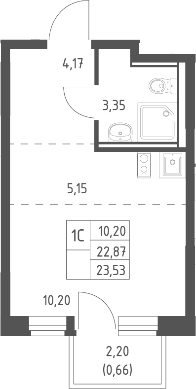Студия, 22.87 м², 9/17 этаж, ЖК «Квартал Ивакино»