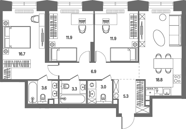 4+ комнаты, 81.2 м², 3/39 этаж, ЖК «КОД Сокольники»