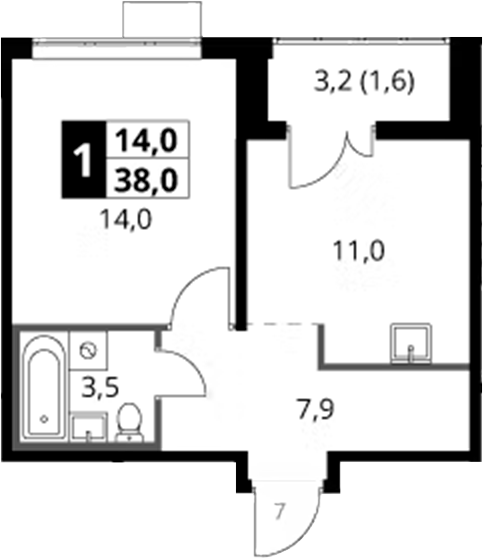 1-комн., 36.4 м², 16/24 этаж, ЖК «1-й Саларьевский»