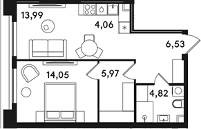2-комн., 49.42 м², 27/49 этаж, ЖК «СОЛОС»