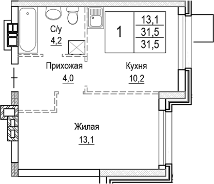 1-комн. Лесная Отрада