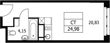 Студия, 24.98 м², 16/21 этаж, ЖК «Волковская 67»