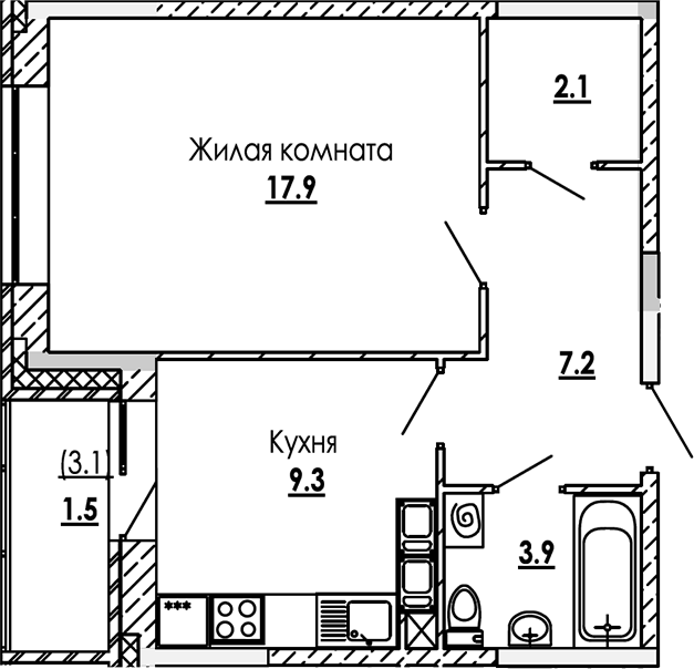 1-комн. Малиново