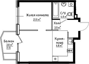 Студия, 36.6 м², 6/6 этаж, ЖК «Коллекция»