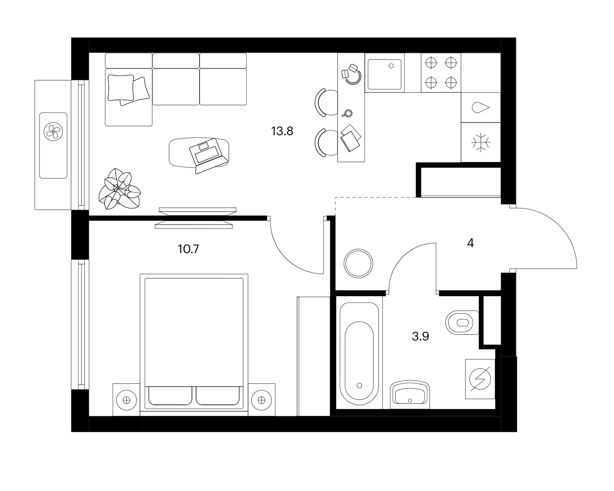1-комн., 32.4 м², 6/11 этаж, ЖК «Белая Дача парк»