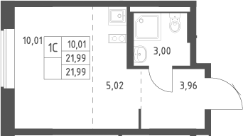 Студия, 21.99 м², 4/12 этаж, ЖК «Большое Юрлово»