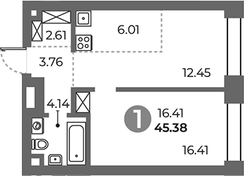 1-комн., 45.38 м², 8/24 этаж, ЖК «Павелецкая от Гранель»