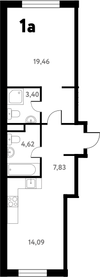 2-комн., 49.53 м², 1/17 этаж, ЖК «Южное Пушкино»