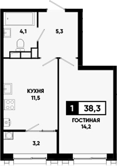 1-комн., 35.1 м², 12/24 этаж, ЖК «Основа. ГК ЮгСтройИнвест. Ставропольский край»