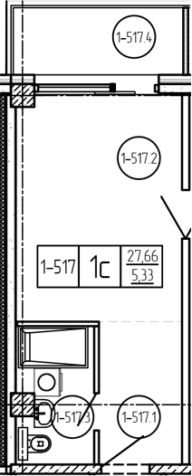 Студия, 27.66 м², 4/9 этаж, ЖК «Лучи»
