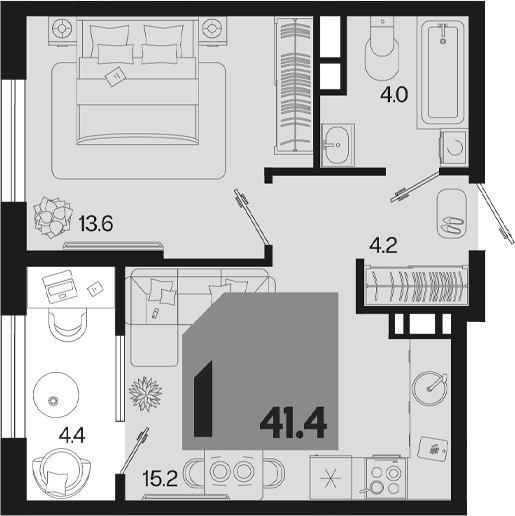 2-комн. квартира, 37 м² в ЖК Первое место — фото 2