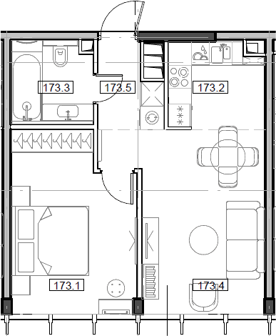 2-комн., 43.99 м², 54/55 этаж, ЖК «Мод»