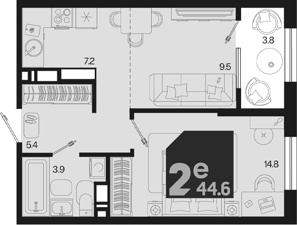 2-комн. квартира, 40.8 м² в ЖК Первое место — фото 2