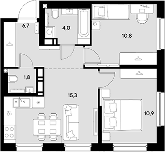 Продается 2-комн. квартира, 49.5 м²