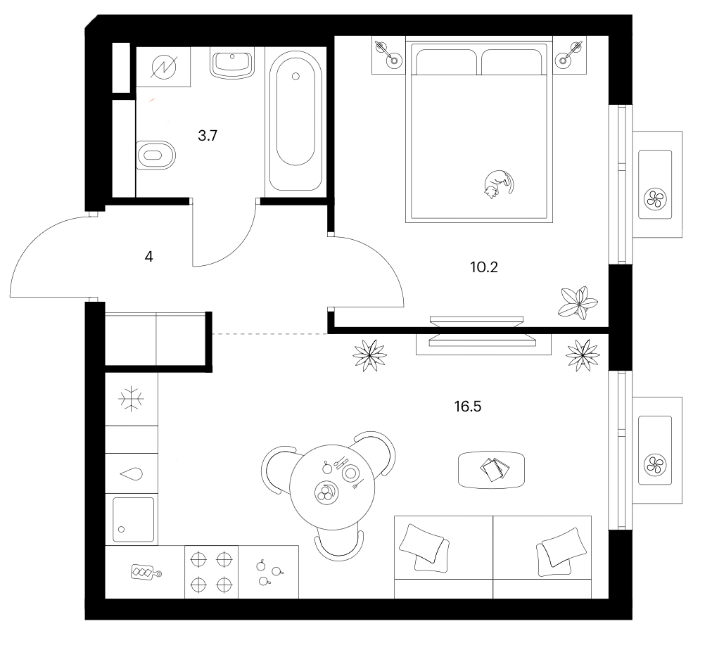 1-комн., 34.4 м², 14/17 этаж, ЖК «Белая Дача парк»