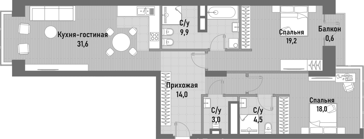 3-комн. Ренессанс
