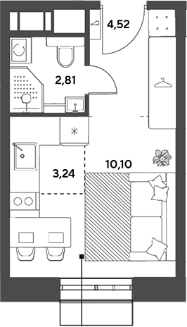 Студия, 20.67 м², 12/15 этаж, ЖК «Публицист»