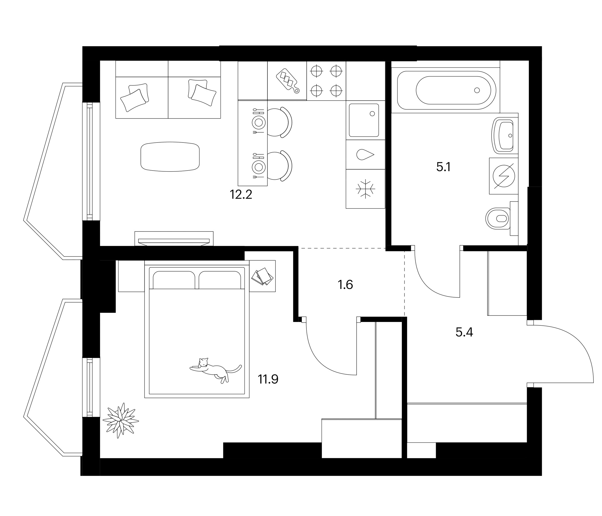 1-комн., 36.2 м², 2/23 этаж, ЖК «Мичуринский парк»