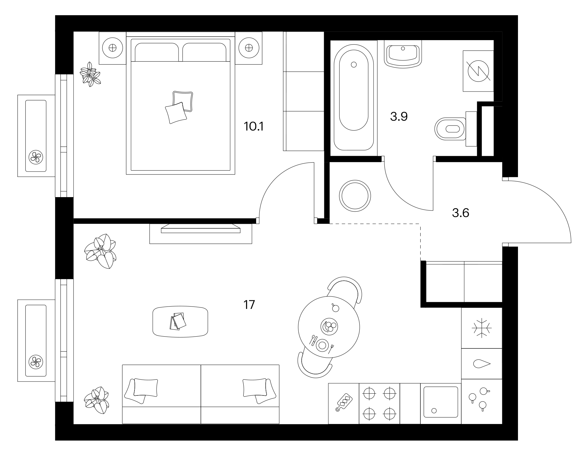 1-комн., 34.6 м², 14/25 этаж, ЖК «Белая Дача парк»