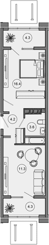 1-комн. квартира, 35.5 м² в ЖК Гостиничный комплекс GREENMONT — фото 3