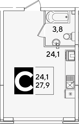 Студия квартира, 27.9 м² в ЖК Самолет — фото 2