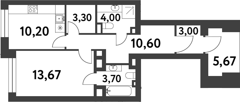 1-комн., 48.47 м², 1/16 этаж, ЖК «Смарт Гарден»