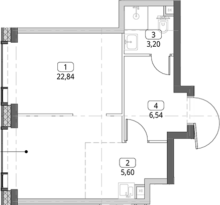 Студия, 38.18 м², 52/56 этаж, ЖК «СИТИДЗЕН»