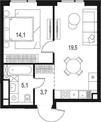 2-комн., 42.4 м², 15/26 этаж, ЖК «Левел Войковская»