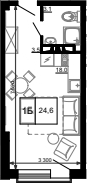 Студия, 24.6 м², 9/9 этаж, ЖК «Гостиничный комплекс Мореград»