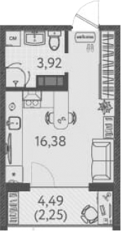 Студия квартира, 20.3 м² в ЖК Друзья — фото 2