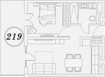 1-комн., 40.3 м², 2/9 этаж, ЖК «ГК Сан Гарден Хотел&СПА»