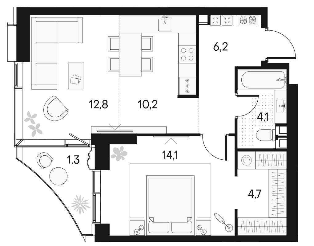 2-комн., 52.1 м², 2/22 этаж, ЖК «Клубный город на реке Примавера»