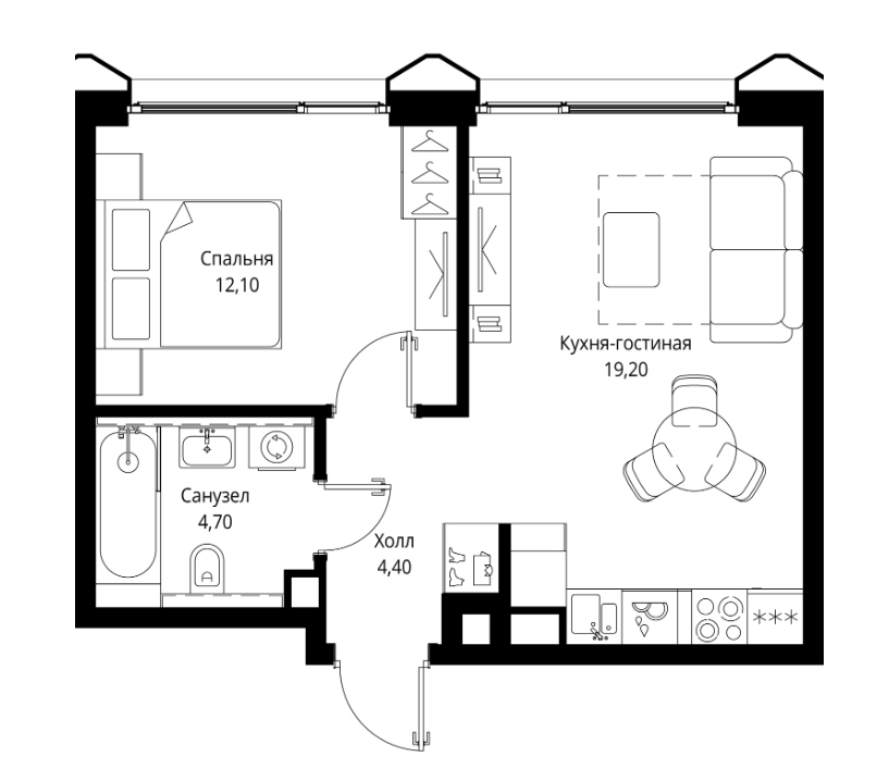 2-комн., 40.4 м², 16/17 этаж, ЖК «СИТИДЗЕН»