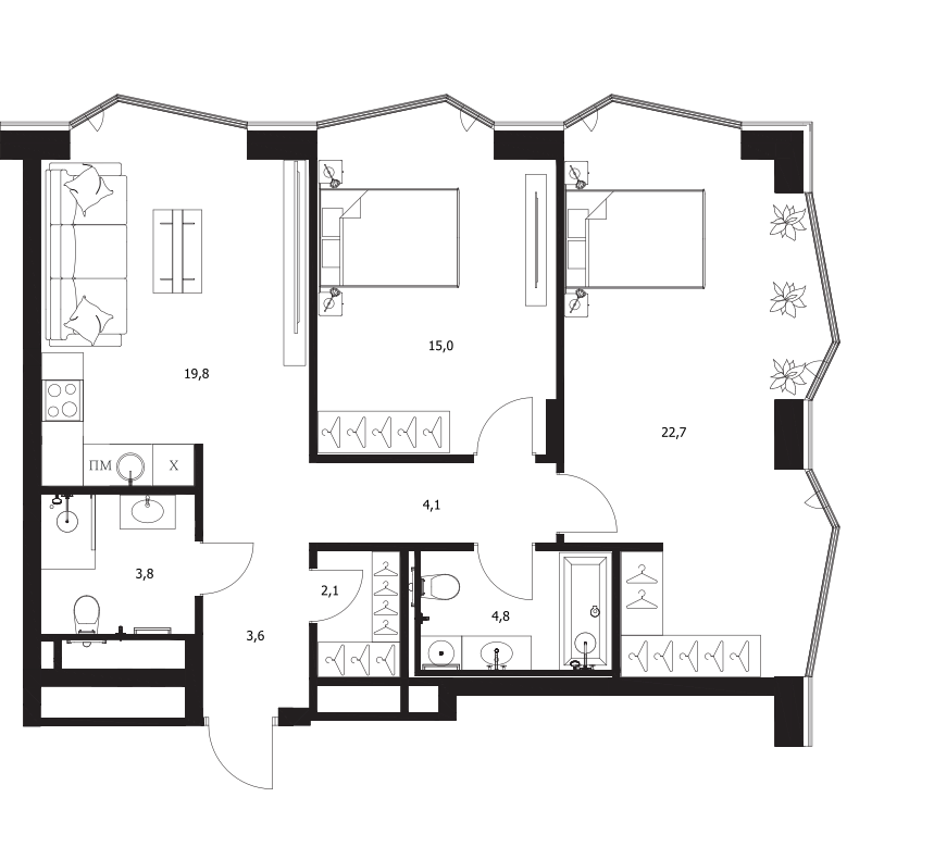 3-комн. A. Residence