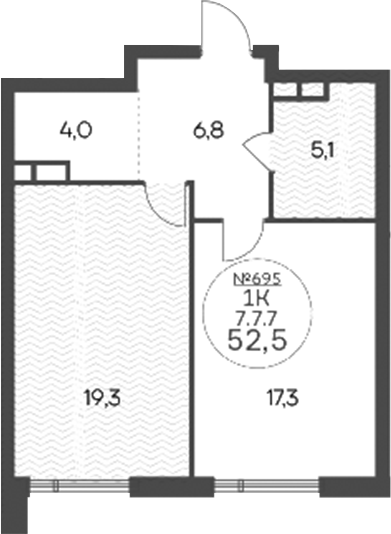 1-комн., 52.5 м², 7/14 этаж, ЖК «Клубный квартал КРЫЛАТСКАЯ 33»