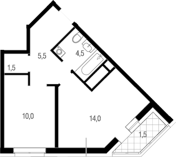 1-комн., 35.5 м², 3/25 этаж, ЖК «Котельники парк»