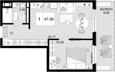Продается 2-комн. квартира, 38.01 м²